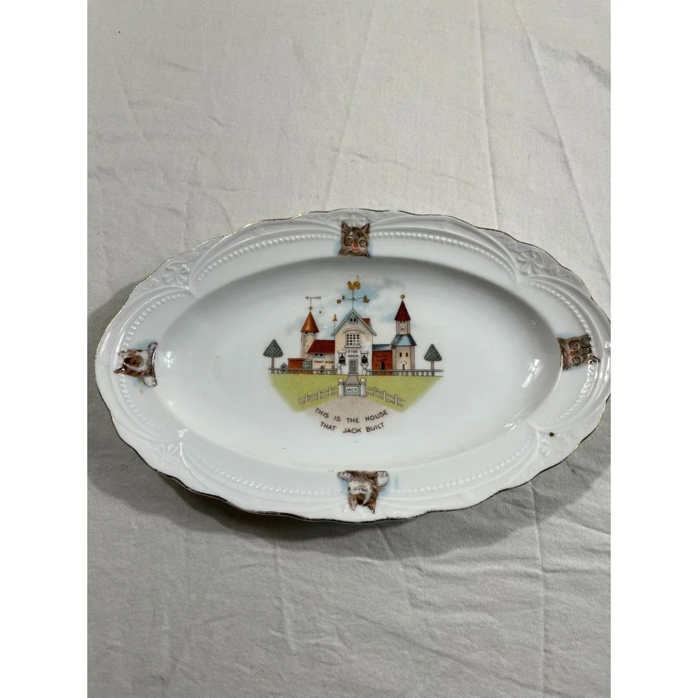 Edwin M Knowles Ironstone Childs Plate This Is The House That Jack Built 9.75